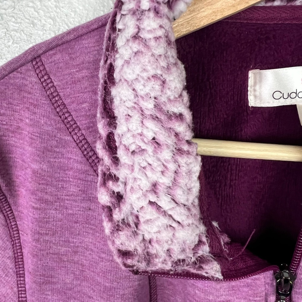 Cuddl Duds Zip Up Jacket Womens Large‎ Purple Sherpa Collar Fleece Lined Pockets - Picture 4 of 10